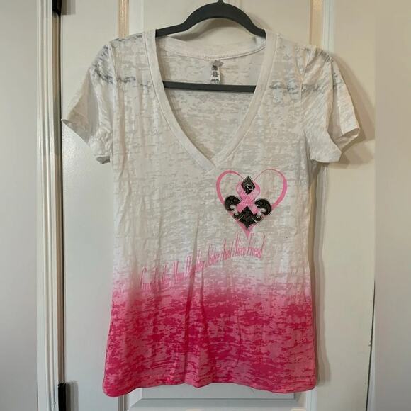 New Orleans - Breast Cancer Burnout Shirt - EUC - L - Picture 1 of 5